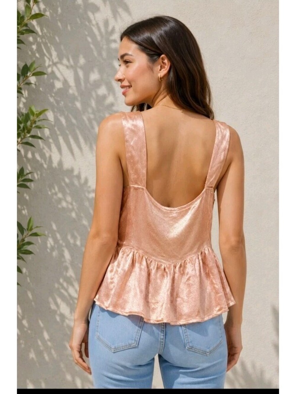 Marrika Nakk sleeveless peplum Tunic top Orange (FITS M) Ruffled Bow Detail #C3 - Picture 3 of 8
